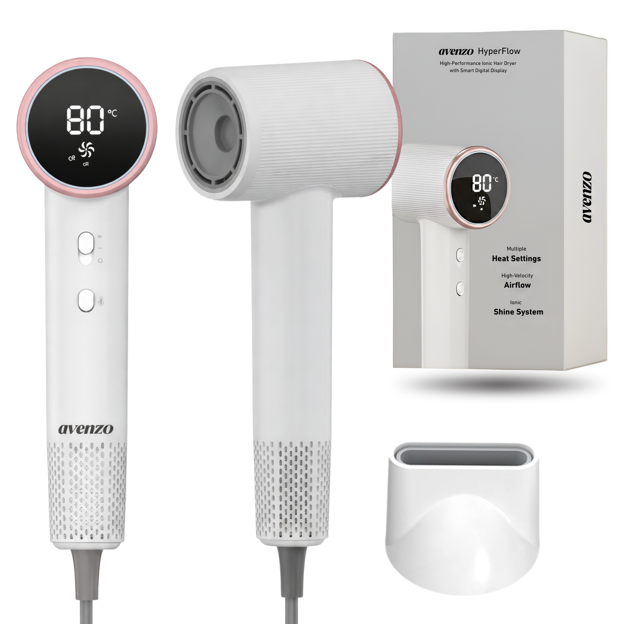 Avenzo Föhn met Digitaal Display – Warmte onder Controle